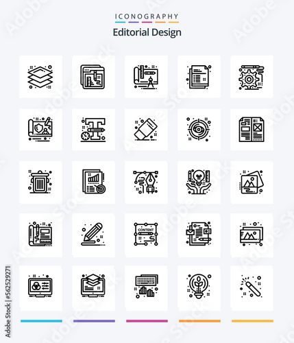 Creative Editorial Design 25 OutLine icon pack Such As engineering. design. architecture. pencil. document