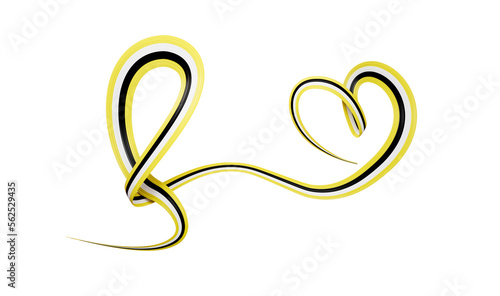 Heart shaped Ribbon of Brunei flag 3d illustration