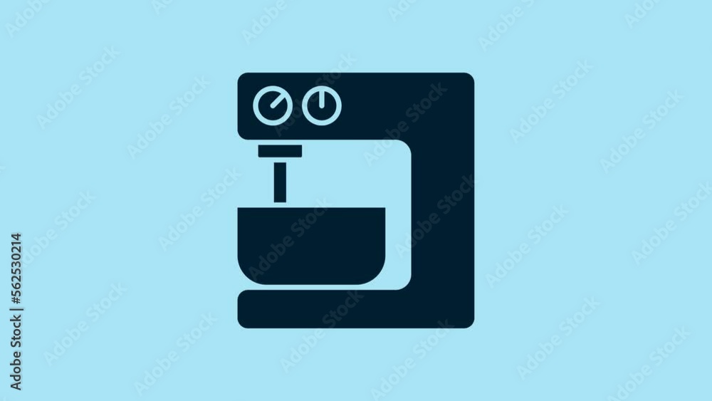 Blue Electric mixer icon isolated on blue background. Kitchen blender. 4K Video motion graphic animation Blue Electric mixer icon isolated on blue background. Kitchen blender. 4K Video motion graphic animation