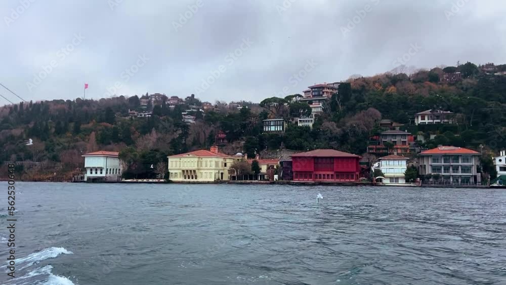 Ferry ride on the Bosphorus. The ferry sails along the Bosphorus. Beautiful view of the Bosophreus Ferry ride on the Bosphorus. The ferry sails along the Bosphorus. Beautiful view of the Bosophreus