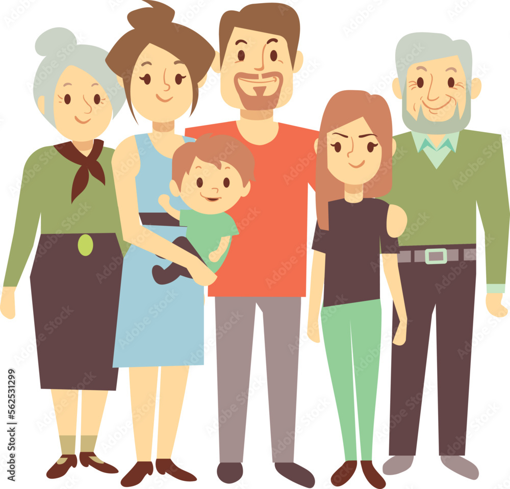Parents and grandparents with kids. Happy big family together Parents and grandparents with kids. Happy big family together