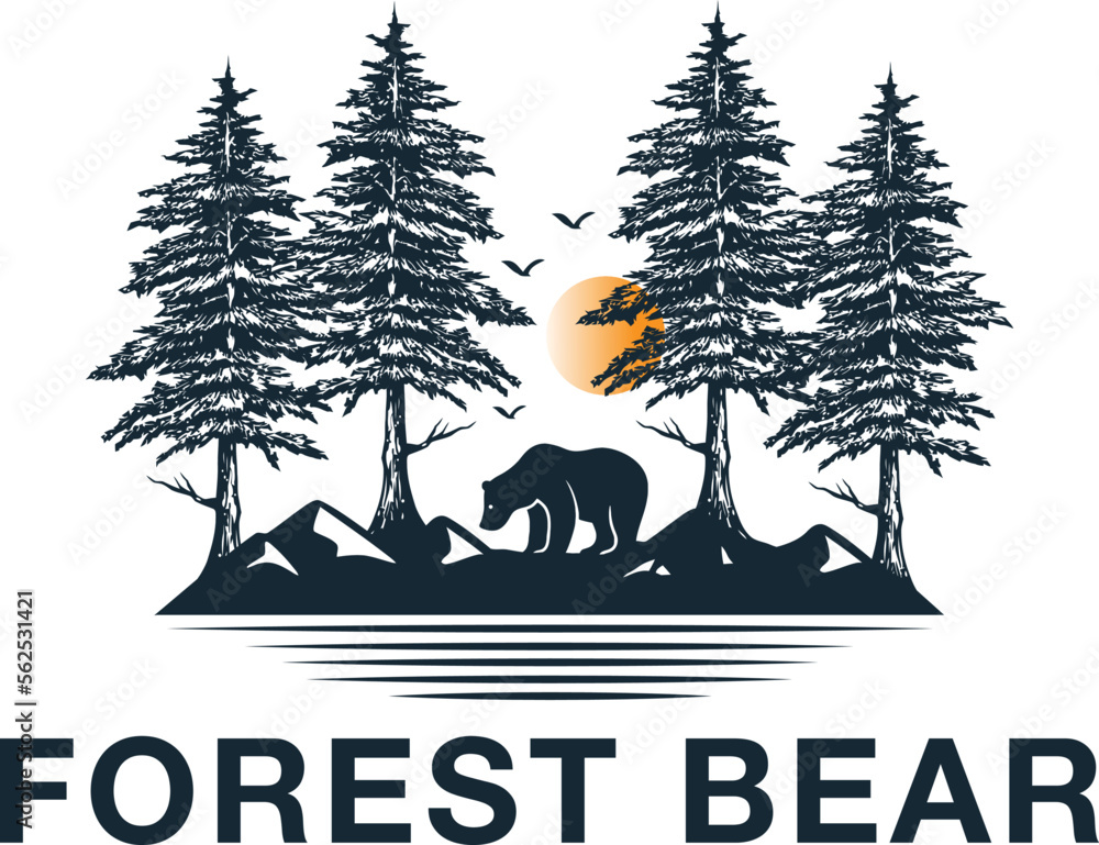 Forest bear logo design