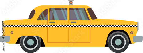 Photo Retro taxi car with checkered pattern. Yellow cab