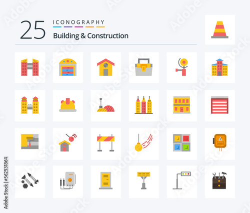 Building And Construction 25 Flat Color icon pack including building. city. construction. building. grinder © Muhammad