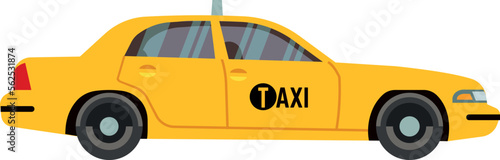 Yellow taxi side view. Cartoon car icon