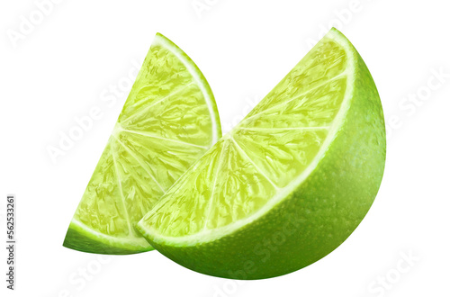 Fresh lime slices cut out
