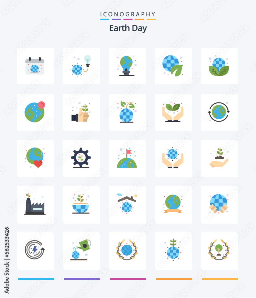 Creative Earth Day 25 Flat icon pack  Such As moon. globe. light bulb. earth. environment