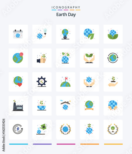 Creative Earth Day 25 Flat icon pack Such As moon. globe. light bulb. earth. environment
