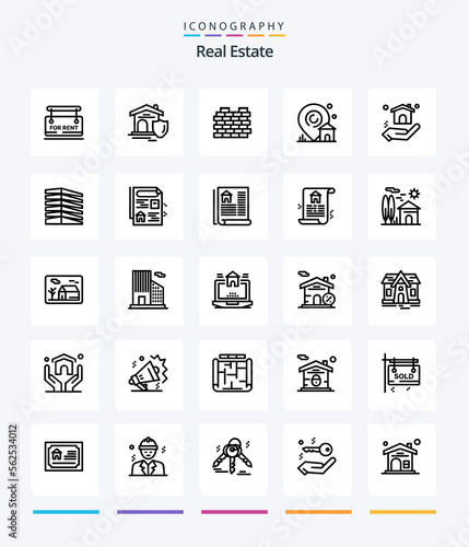 Creative Real Estate 25 OutLine icon pack Such As building . . real . security. protection