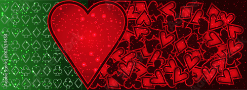 Casino Poker hearts banner, vector illustration