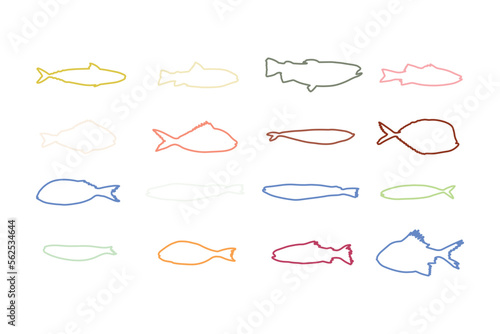 Cute line silhouette fish vector illustration icon. Tropical fish, sea fish, aquarium fish