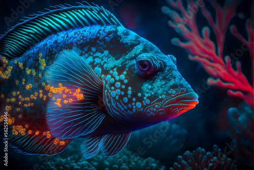 Neon Fish created with generative AI