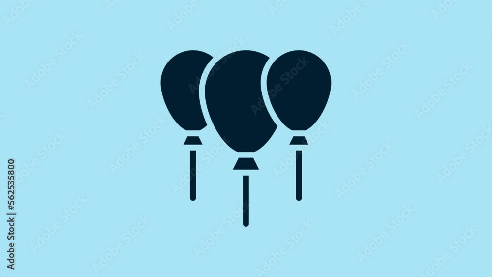 Blue Balloons with ribbon icon isolated on blue background. Merry Christmas and Happy New Year. 4K Video motion graphic animation Blue Balloons with ribbon icon isolated on blue background. Merry Christmas and Happy New Year. 4K Video motion graphic animation