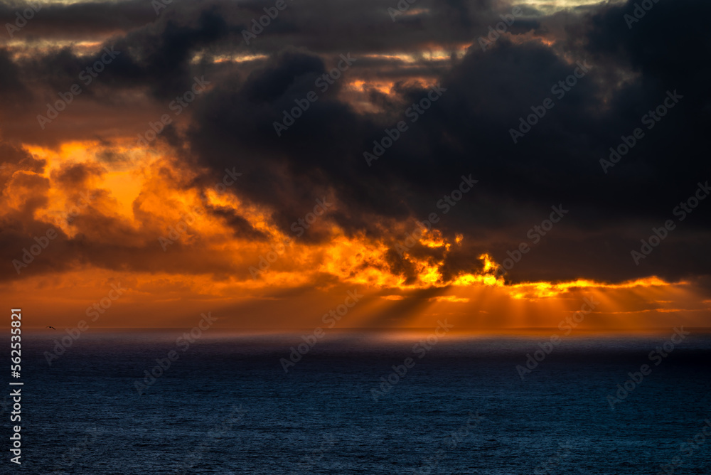 Amazing cloudy skies over the Atlantic Ocean at sunset