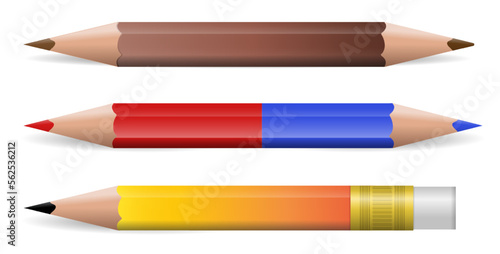 set of realistic wooden pencils colored isolated on white. eps vector