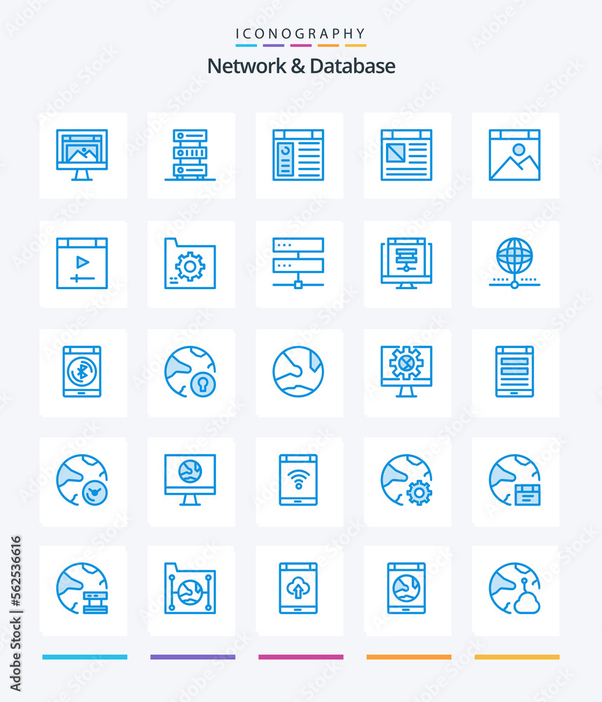 Creative Network And Database 25 Blue icon pack  Such As database. connect. server. . page