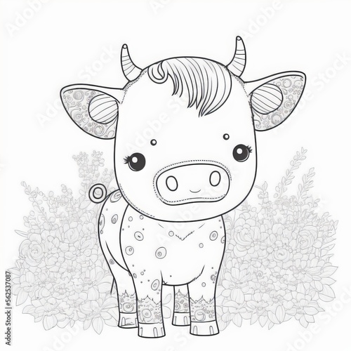 Hand drawn cow outline illustration photo