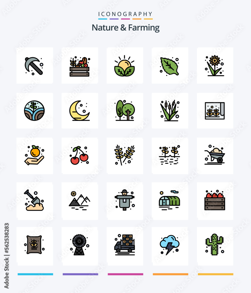 Creative Nature And Farming 25 Line FIlled icon pack  Such As flower. leaf. agriculture. green. garden