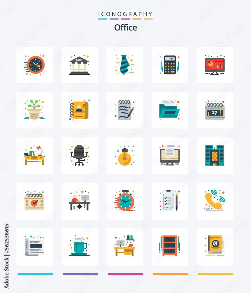 Creative Office 25 Flat icon pack  Such As computer. analytic. business. money. accounts