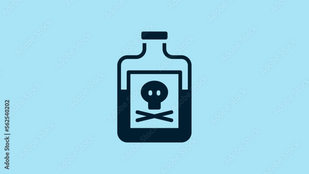 Blue Poison in bottle icon isolated on blue background. Bottle of poison or poisonous chemical toxin. 4K Video motion graphic animation Blue Poison in bottle icon isolated on blue background. Bottle of poison or poisonous chemical toxin. 4K Video motion graphic animation