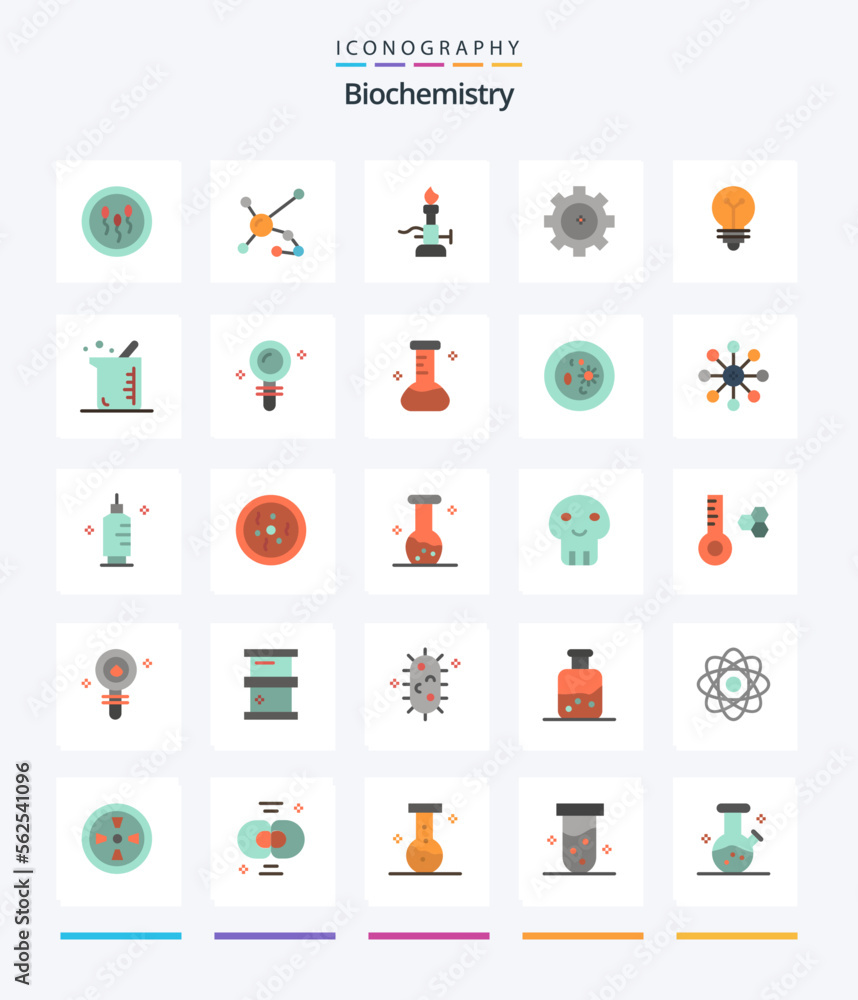 Creative Biochemistry 25 Flat icon pack  Such As chemistry. gear. dna. torch. light