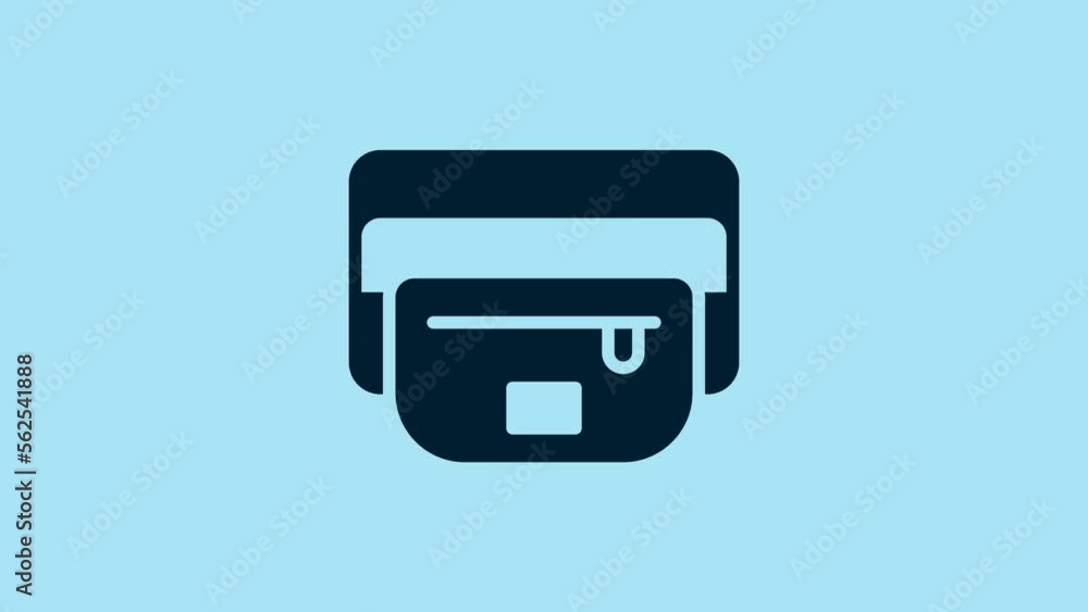 Blue Waist bag of banana icon isolated on blue background. 4K Video motion graphic animation Blue Waist bag of banana icon isolated on blue background. 4K Video motion graphic animation