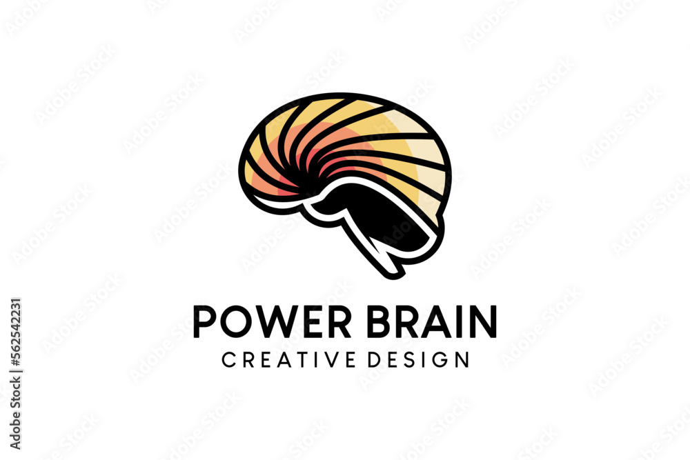 Brain logo design on sun light background