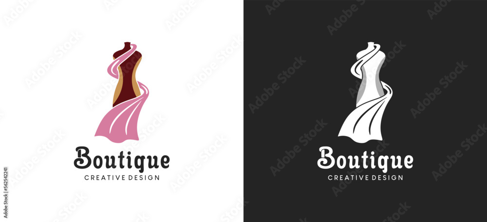 Women dress logo design, beauty fashion boutique logo vector ...
