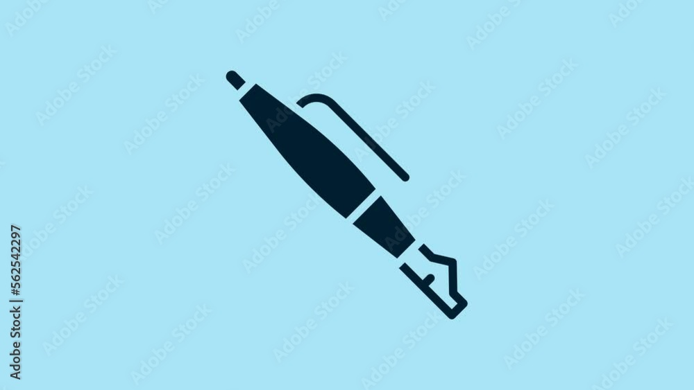 Blue Fountain pen nib icon isolated on blue background. Pen tool sign. 4K Video motion graphic animation Blue Fountain pen nib icon isolated on blue background. Pen tool sign. 4K Video motion graphic animation