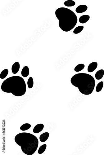 Dog paw marks. Black pet steps symbol