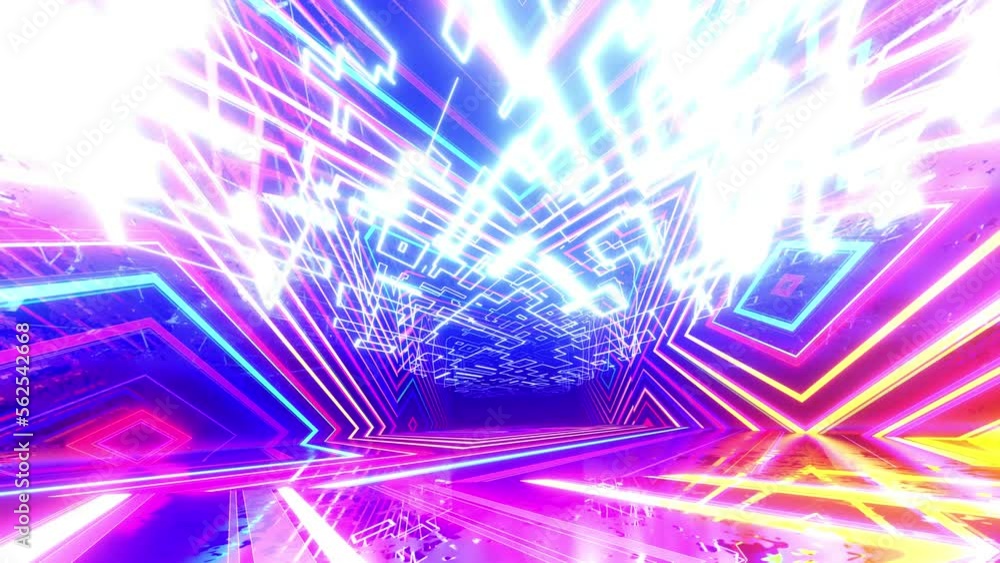 Hologram pattern. Flight through hi-tech technology tunnel with camera shake. Neon light, sci-fi constructions, mysterious 3d objects. Fly through technology cyberspace. 3d almost looped 4k bg Hologram pattern. Flight through hi-tech technology tunnel with camera shake. Neon light, sci-fi constructions, mysterious 3d objects. Fly through technology cyberspace. 3d almost looped 4k bg