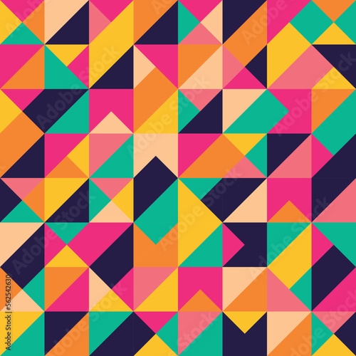 Vector pattern of colorful triangles. Abstract pattern. Poster, background, wallpaper, mosaic