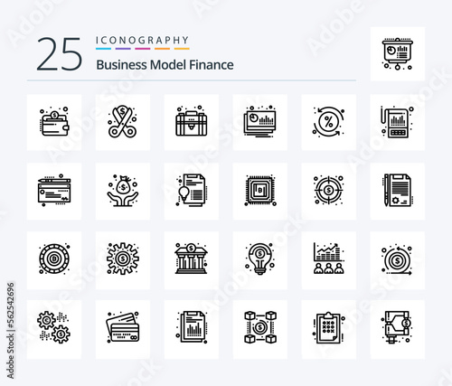 Finance 25 Line icon pack including forecast. financial. spending. chart. private