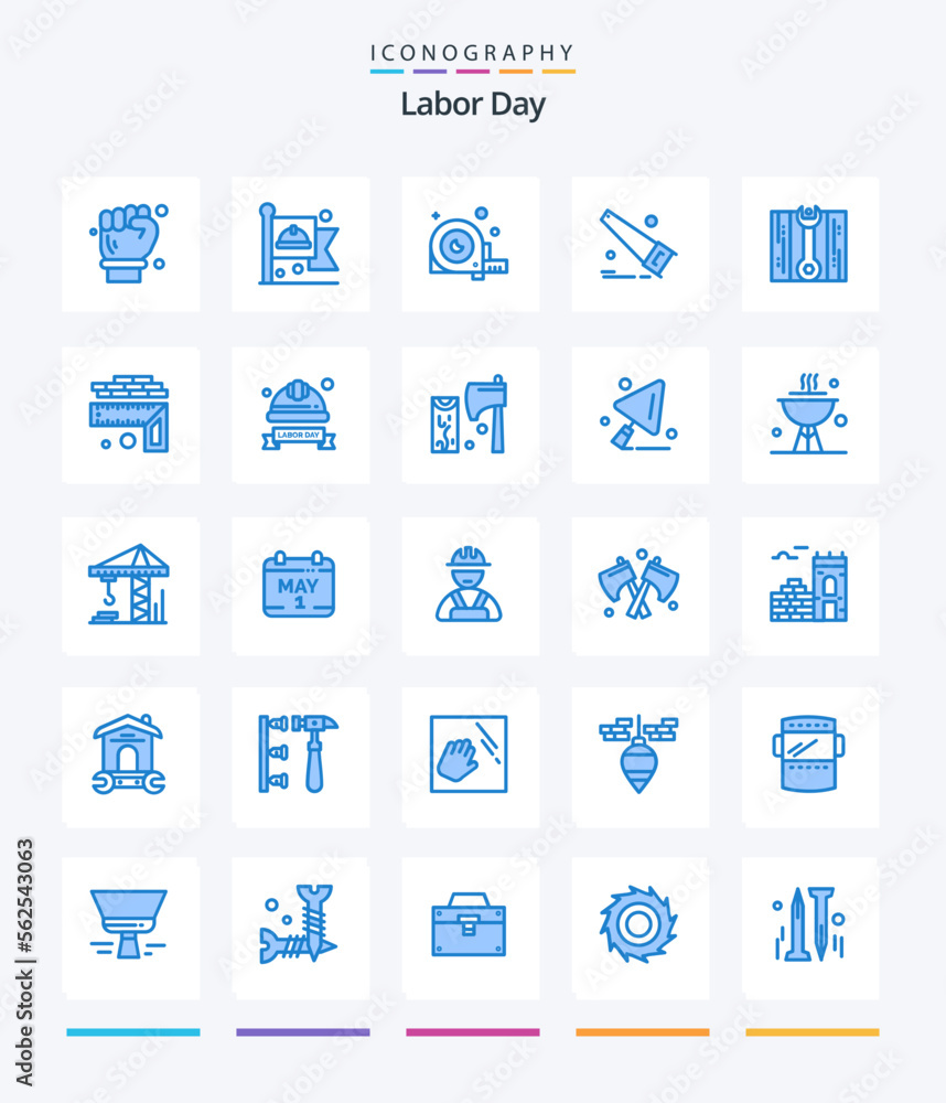 Creative Labor Day 25 Blue icon pack  Such As fix. tools. measurement. hand. tool