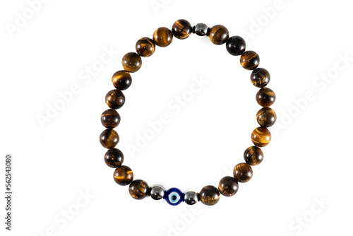 Hamsa bracelet with evil eye and brown beads