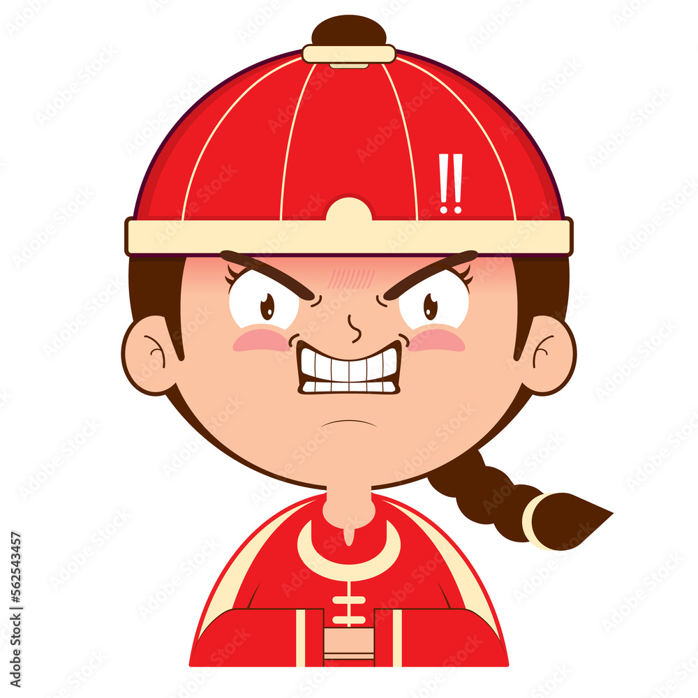 chinese boy angry face cartoon cute	