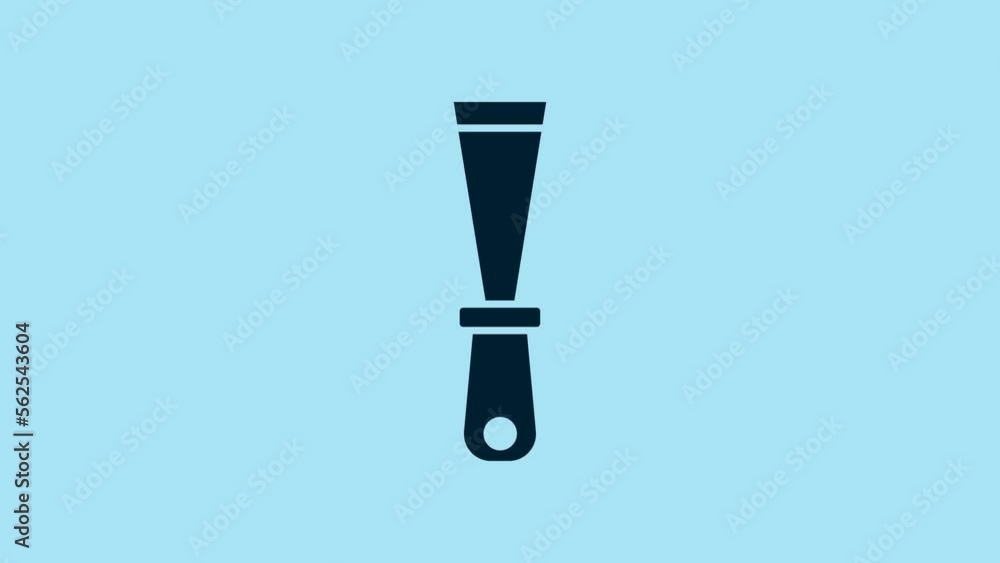 Blue Putty knife icon isolated on blue background. Spatula repair tool. Spackling or paint instruments. 4K Video motion graphic animation Blue Putty knife icon isolated on blue background. Spatula repair tool. Spackling or paint instruments. 4K Video motion graphic animation