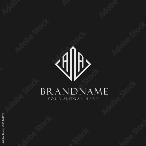 Letter RA logo with rhombus square design style