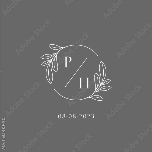 Letter PH wedding monogram logo design creative floral style initial name template