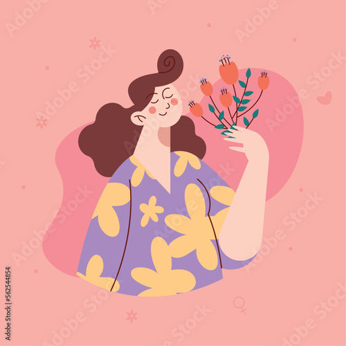 woman with roses flowers