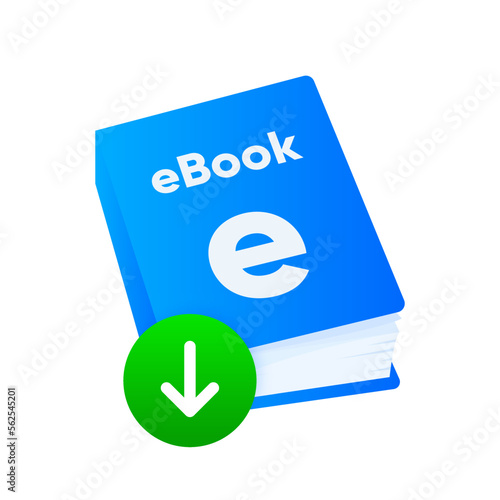 Download the e-book file. Cover and call to action. Digitized version of the book. Vector illustration.