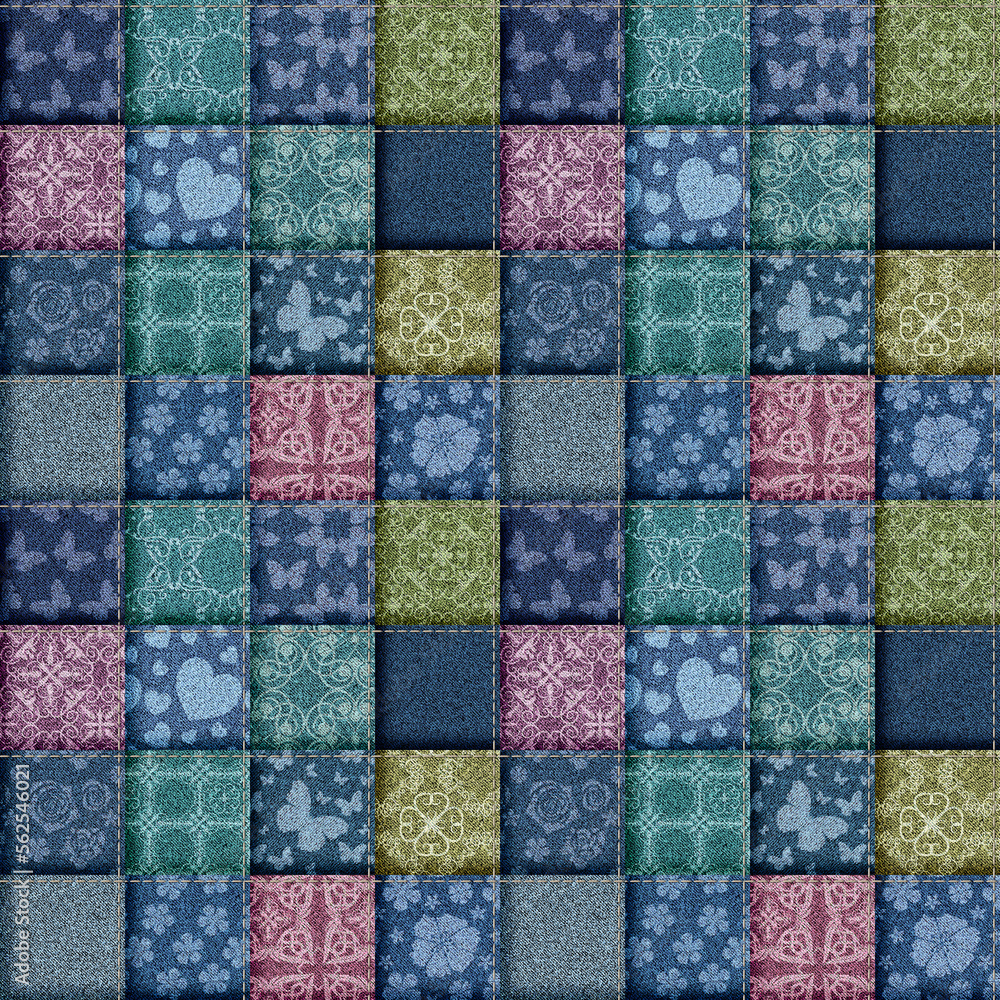 seamless jeans patchwork background
