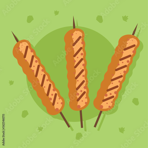 sausages in skewer