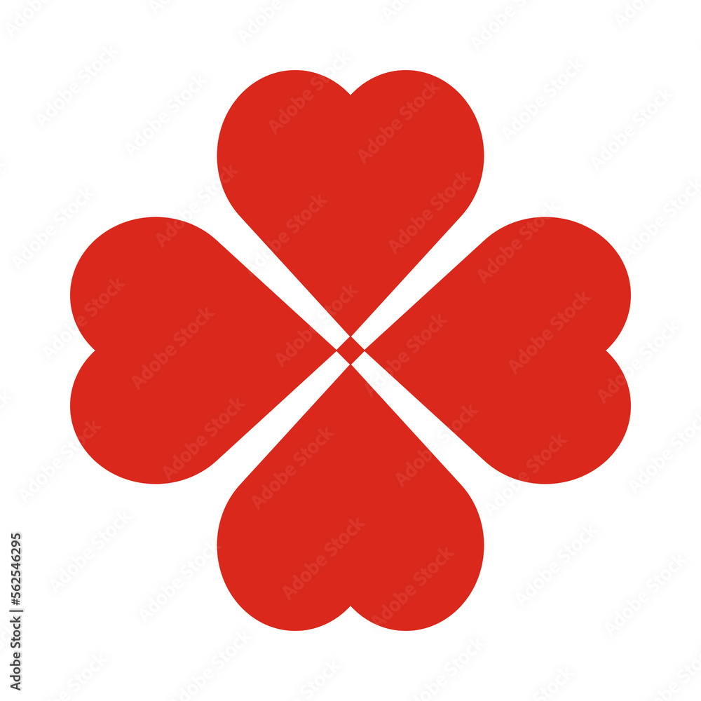 Four Love Hearts Clover Red Icon Four Love Hearts Clover Red Icon