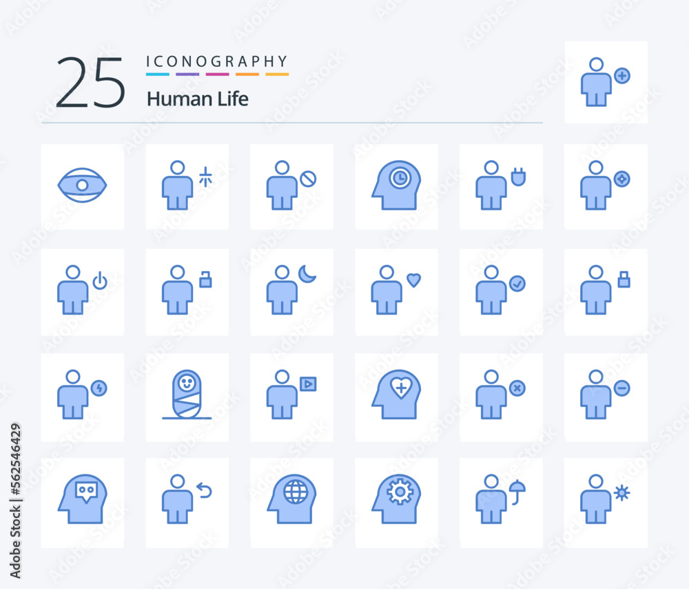 Human 25 Blue Color icon pack including avatar. head. water. face. denied