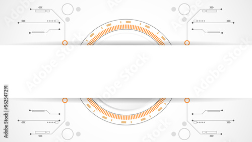 white grey circle technology background abstract. technology with line digital color grey, orange, dot, hi-tech, vector. circle technological for web banner, background, wallpaper, structure, object. 