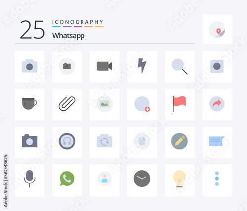 Whatsapp 25 Flat Color icon pack including basic. tea. research. cup. browser