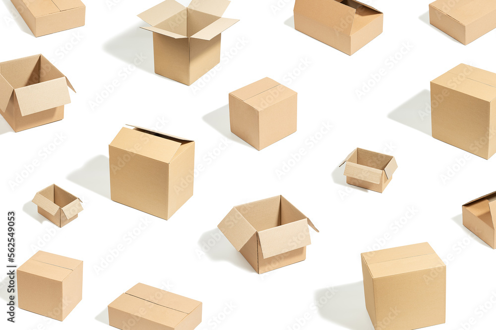 beige cardboard boxes on isolated white background beige cardboard boxes on isolated white background