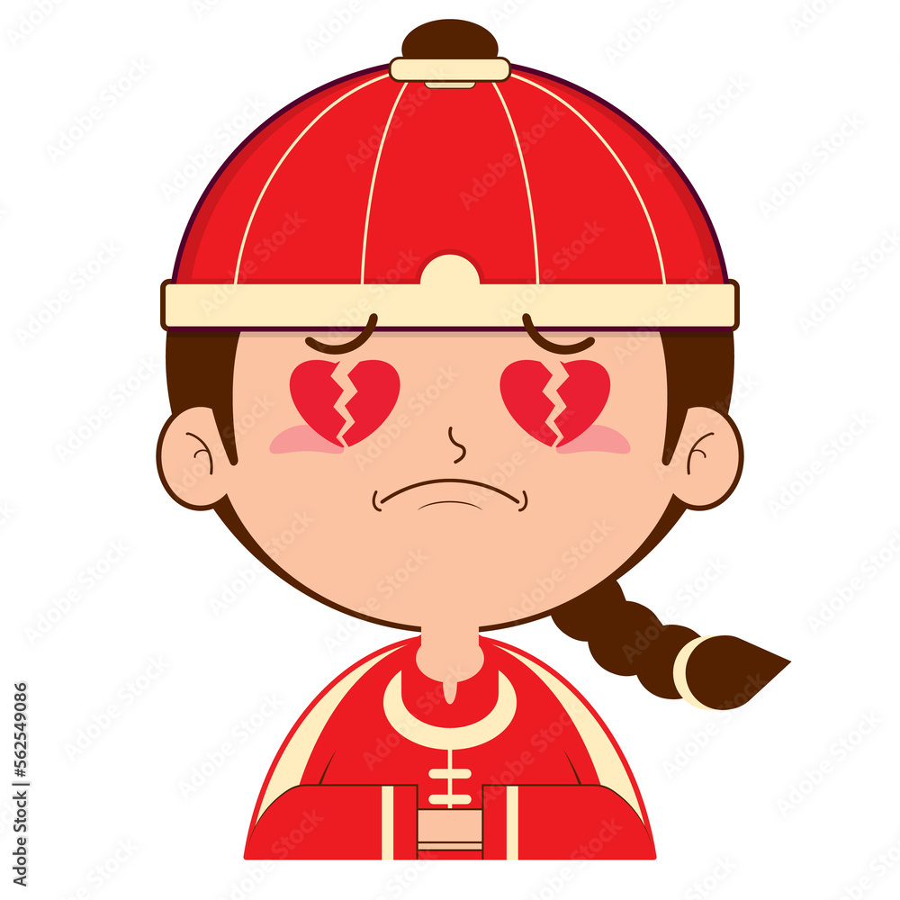chinese boy broken heart face cartoon cute