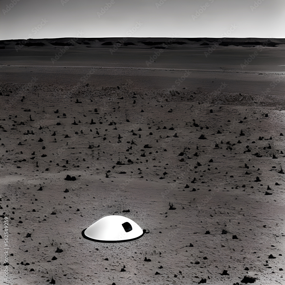 Digital reconstruction of an old photo of a UFO sighting in a desert ...